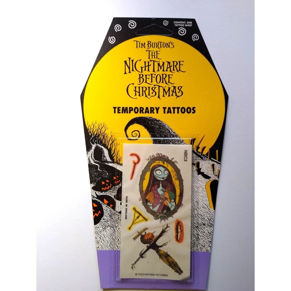 Nightmare Before Christmas Temporary Tattoos Sally Halloween On Tombstone Card